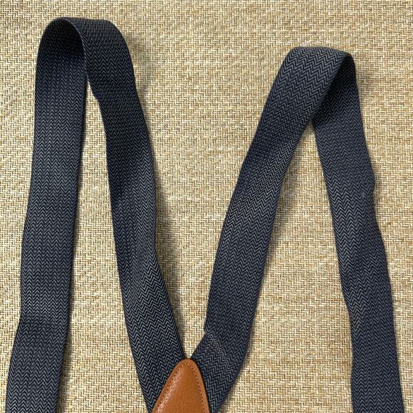 Trafalgar Suspenders Cream Navy Gray Leather Button On Braces USA Made - Picture 11 of 12